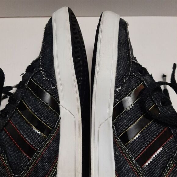 ADIDAS / Canvas Rasta Logo Sneaker Shoes Black Youth V21148 Sz 6 - Picture 11 of 15